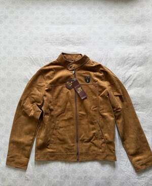 NWT CA Collezioni Mens Brown Faux Suede Jacket Cafe Racer Size XXL New